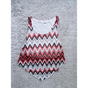 Metallic 49 Chevron Crochet Tank Top Large Boho Festival Knit Summer Statement